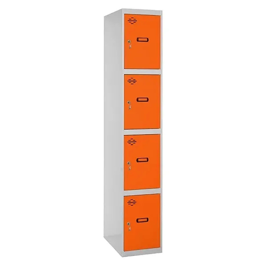 PROREGAL Spind AMEGO Schließfach Garderobe mit 4 Abteilen, Grau-Orange, H x B x T: 180 x 40 x 50 cm - Bild 2