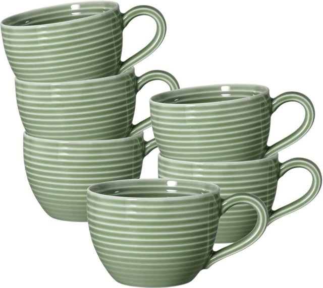Seltmann Weiden Espressotassen Beat Color Glaze Grün Gestreift aus Porzellan 6er Set 0,11 l pro Tasse - Bild 1