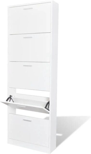 vidaXL Schuhschrank Weiß mit 5 Schuhkippern aus Holzwerkstoff - Bild 1
