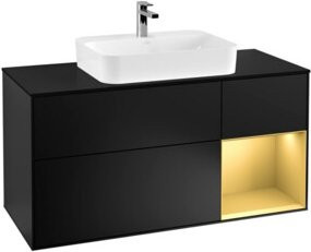 V&B Waschtischunterschrank Finion mit Wandbeleuchtung, Breite: 120 cm, Tiefe: 50,1 cm, Höhe: 50,1 cm, blau lackiert - Bild 1