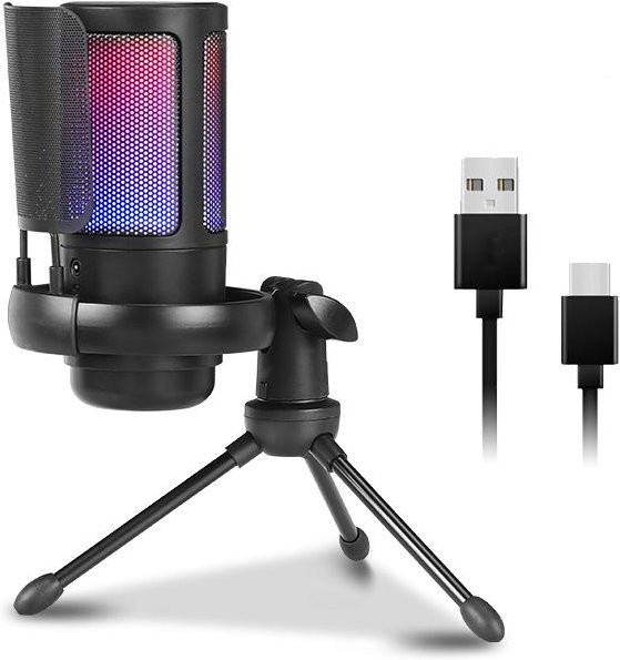 ZFSZ Studio ME6S Condenser Studiomikrofon in Schwarz für PC-Streaming, Gaming und Gesangsaufnahmen - Bild 1