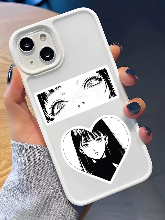 50er-Pack Anime-Graffiti-Aufkleber in Schwarz-Weiß, wasserfeste Sticker für Skateboards, Handys und Notebooks - Bild 5
