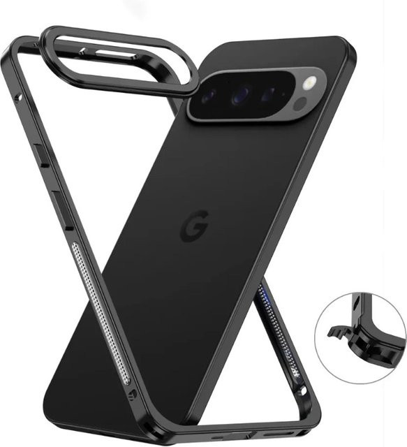Stoßfeste Metallhülle aus matter Aluminiumlegierung für Google Pixel 9 und Pixel 10 Pro XL in Schwarz mit Wärmeableitung - Bild 1