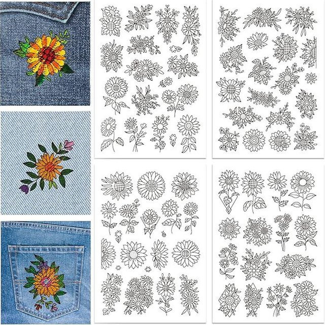 Wasserlöslicher selbstklebender Stickstabilisator mit Sonnenblumen-Stickerei für deine DIY-Projekte - Bild 1