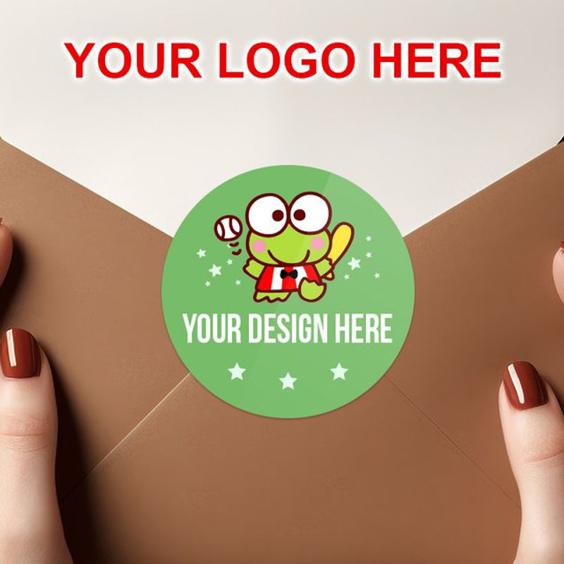 Personalisierte Sanrio Aufkleber in Grün, runde wasserfeste Sticker mit Foto- und Logo-Upload für Hochzeiten und Heimdekoration - Bild 1