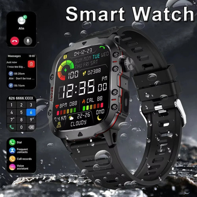 KESHUYOU Smartwatch, Schwarz, Silikon, Herren - Bild 1