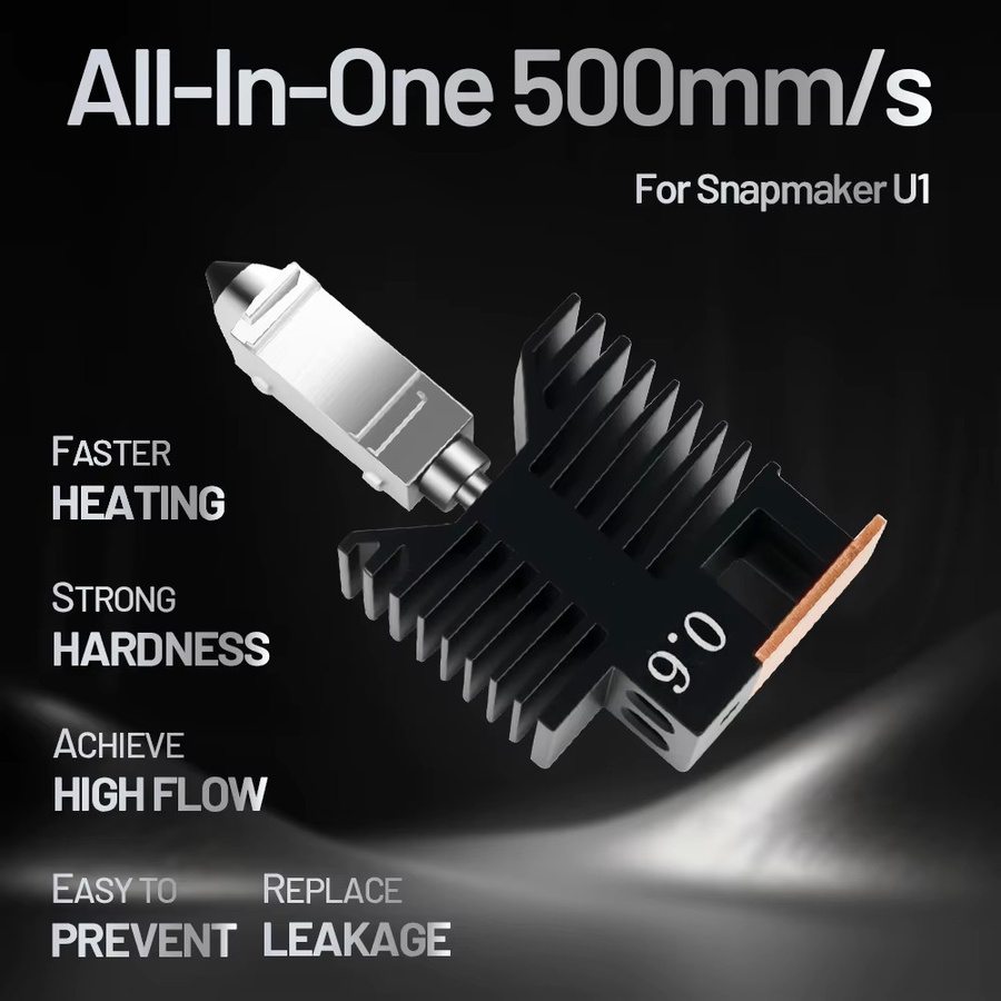 Snapmaker U1 Keramik-Hotend-Kit 24V 48W mit gehärteter Stahldüse für FDM 3D-Drucker in Schwarz - Bild 2
