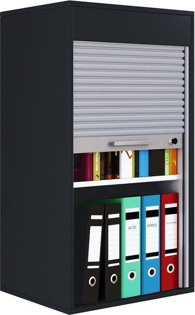 VCM Aktenschrank Aktos L mit Rollladen in Schwarz, H 93 cm, B 50 cm, T 40 cm - Bild 1