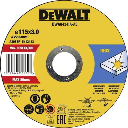 DeWalt Trennscheibe DWA8434IA-AE für Metall und Edelstahl, Durchmesser: 115 mm, Gelb - Bild 1