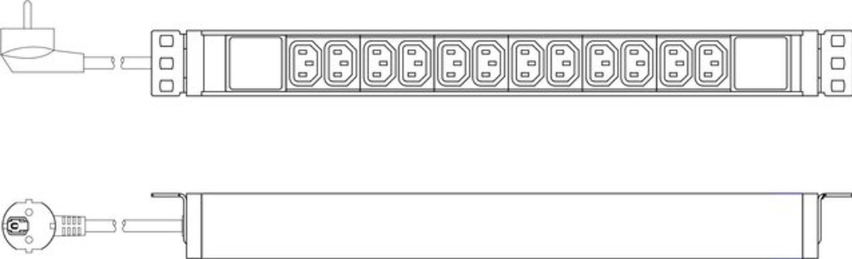 Digitus DN-95426 19 Zoll Netzwerkschrank-Steckdosenleiste PDU mit 12 C13 Anschlüssen, 1 HE, Schwarz/Silber - Bild 2