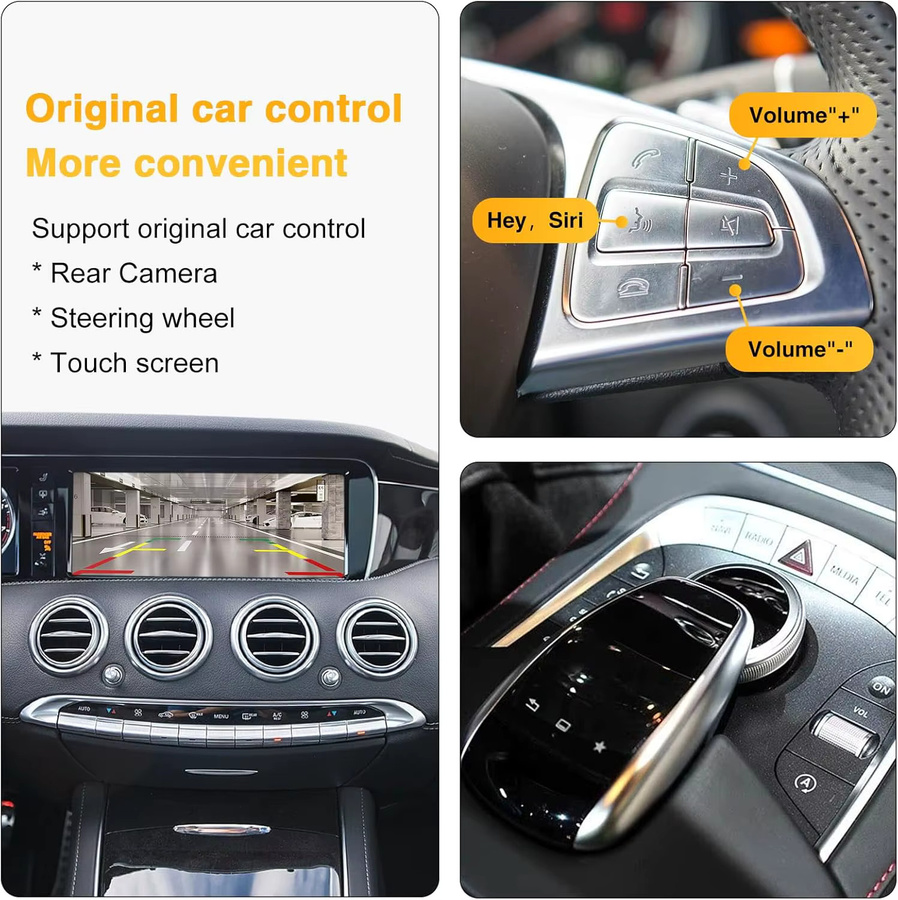 AUTOABC Wireless CarPlay Interface Retrofit Kit für Mercedes-Benz S-Klasse W222 mit NTG 5.0 System, Android Auto und Mirror Link, Silber - Bild 4