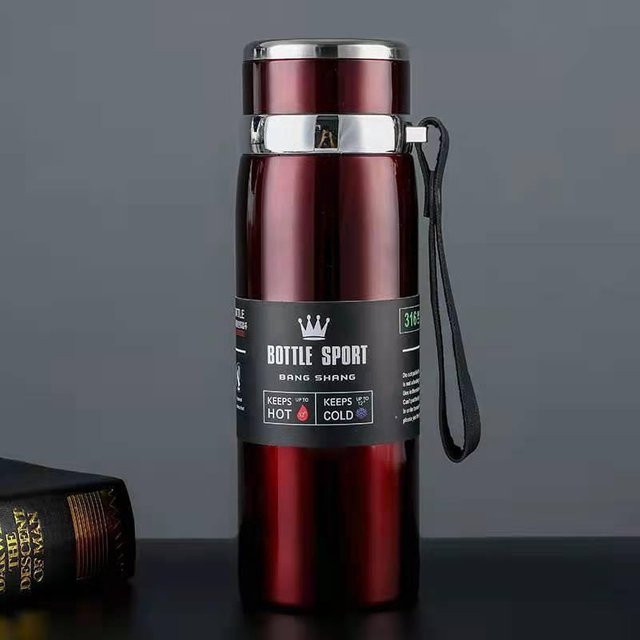 Elegant Home Furnshings Thermoskanne aus 316 Edelstahl in Rot, 1 l, Kalt- und Warmhaltefunktion für Wasser, Tee und Kaffee - Bild 1