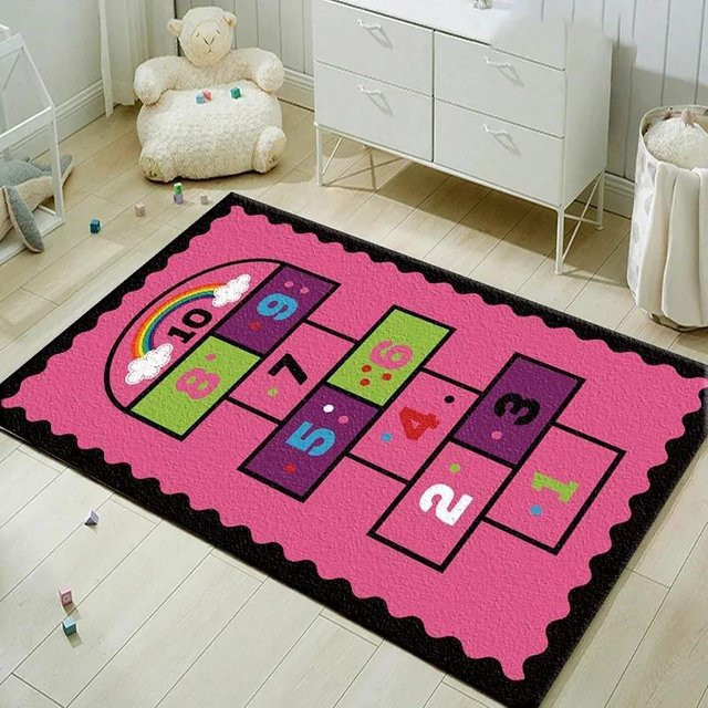 Wucifang Jewelry Pädagogischer Hüpfspiel-Zahlen Teppich für Kinder, Rutschfeste Spielmatte aus Polyester, Mehrfarbig, Breite: 60 cm, Tiefe: 90 cm - Bild 1