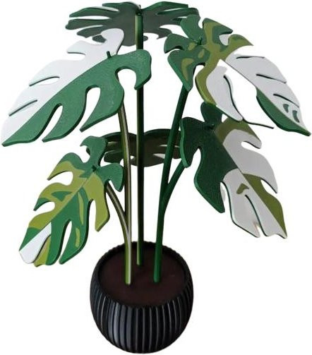 6er Set Monstera-Blatt Untersetzer mit Aufbewahrungstopf von HOUSELY in Schwarz und Grün - Bild 1