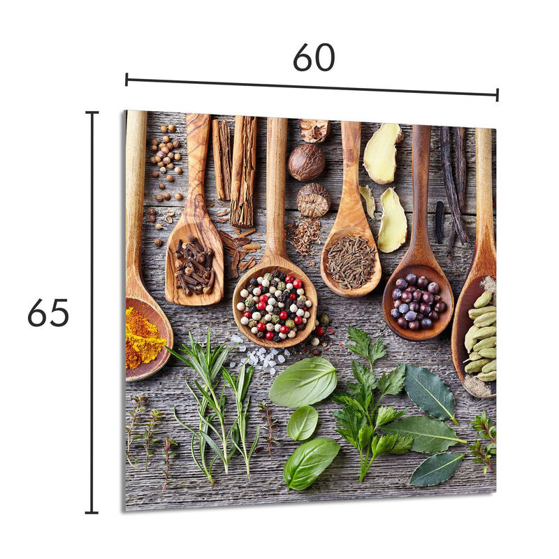 Modernes Glaspanel für die Küche mit floralem Design in Mehrfarbig, B/H: 60 x 65 cm - Bild 4