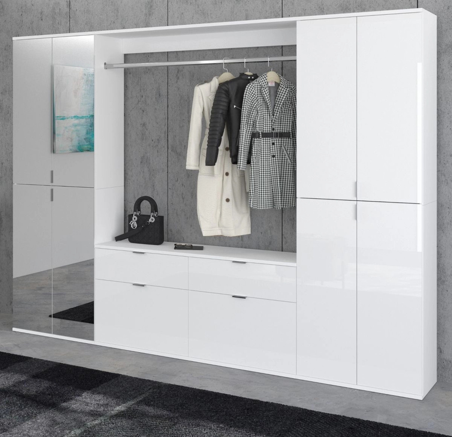 Inn.Furn Garderoben-Set SystemX, 4-teilig, Weiß Hochglanz, B/H: 243 x 193 cm - Bild 2