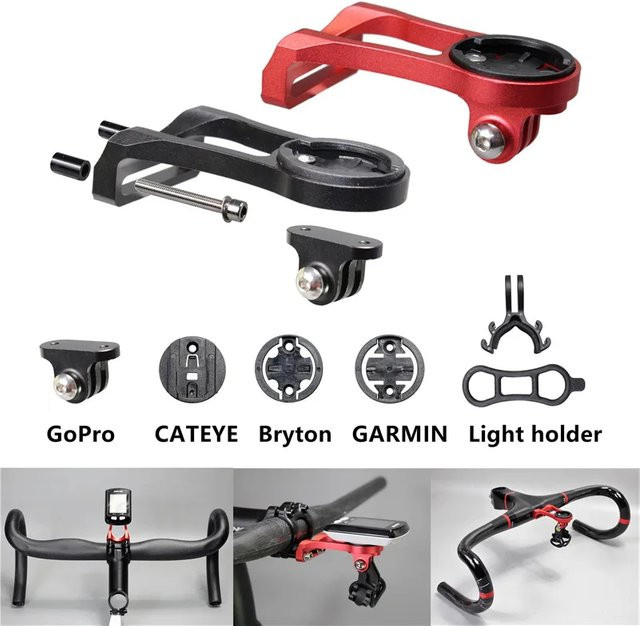 Fahrrad Computer Kamera Halterung aus Aluminium Legierung für Garmin in Schwarz und Rot - Bild 1