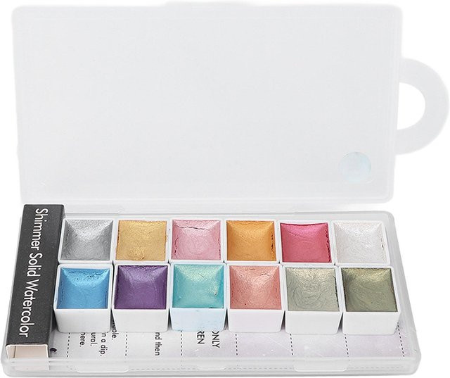 Shoemst Aquarellfarben-Set für Nägel, 12 Farben, Schimmernd, White - Bild 1