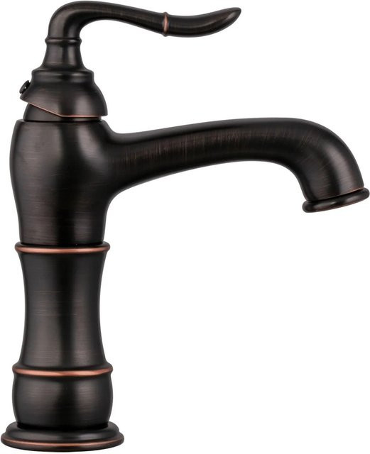 PaulGurkes Waschtischarmatur Retro Einhandmischer in Schwarz-Kupfer aus Messing für das Badezimmer - Bild 1