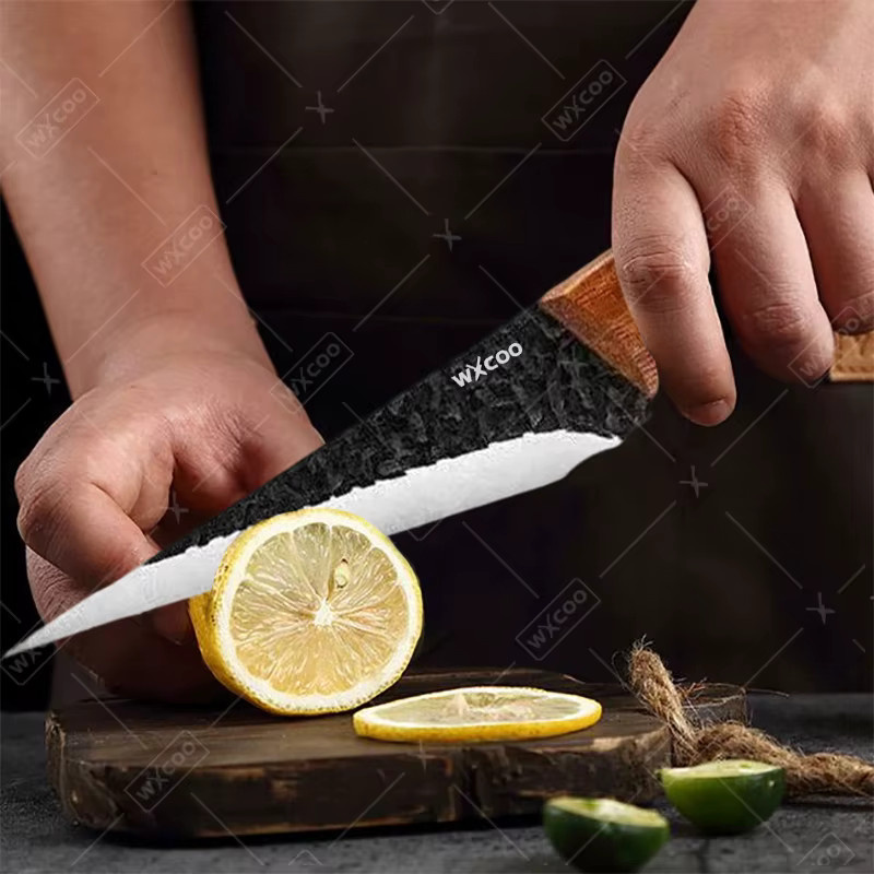 WXCOO Professionelles Flexibles Küchenmesser zum Entbeinen und Filetieren mit Holzgriff und Scheide, Braun - Bild 3