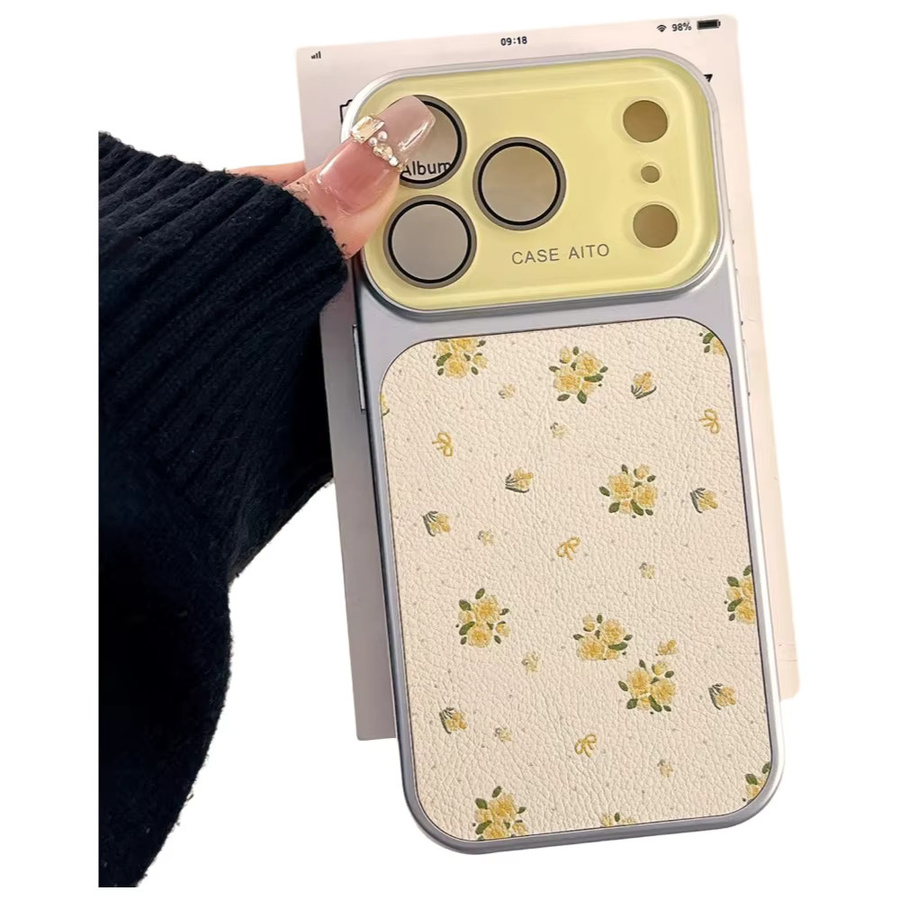 NUCWIN Handyhülle mit Blumenmuster und großem Fenster für iPhone, stoßfest und ultradünn, lila/mehrfarbig - Bild 6