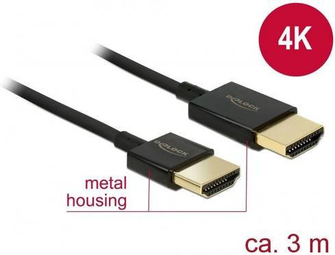 DeLOCK Slim Premium HDMI Anschlusskabel High Speed 3D 4K Schwarz 3,0 m - Bild 3