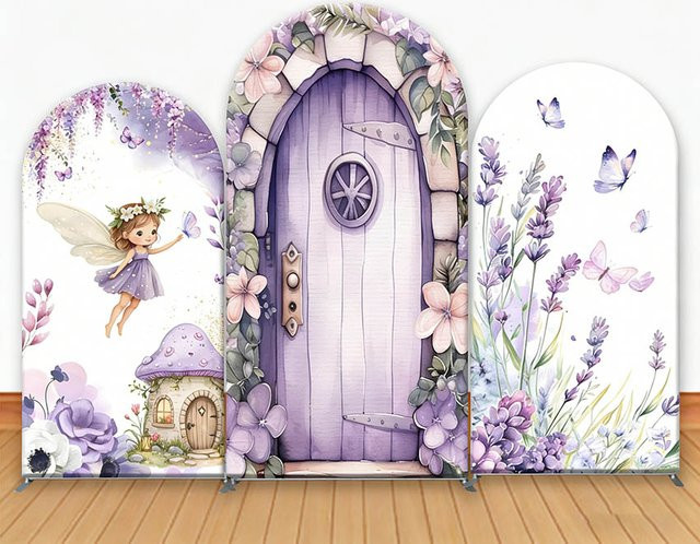 Mehofond Chiara Bogen Hintergrund Dekor für Mädchen Geburtstag und Baby Shower in Lila mit floralem Design - Bild 1