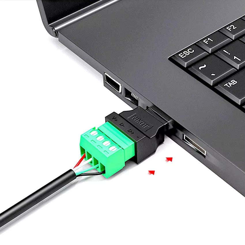 BSN USB 2.0 Typ A Stecker und Buchse auf 4-Pin-Schraubklemmen mit Abschirmung, Schwarz - Bild 2