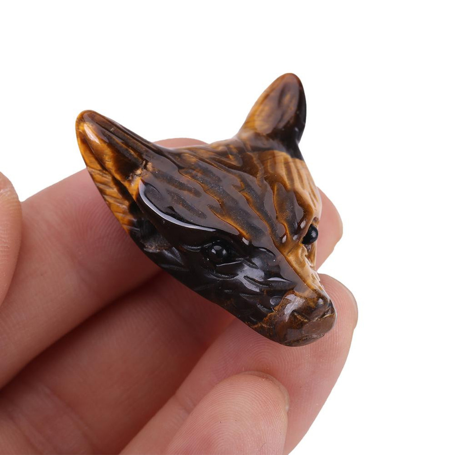 Anhänger Wolfskopf, Tigerauge, 4 cm - Bild 3