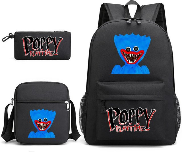 TongMeng Bag Supplies Poppy Playtime Schultaschen-Set für Jungen mit Rucksack und Büchertasche aus Canvas, Schwarz, One Size - Bild 1