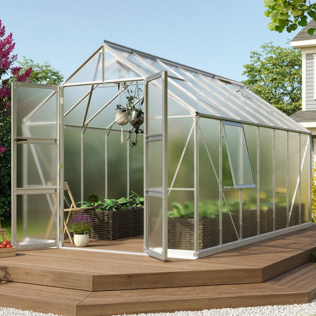 Vitavia Gewächshaus Olymp 11500 aus Aluminium mit Polycarbonat in Silber, 11,5 m² - Bild 1