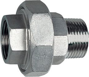 Riegler Doppelgewindenippel IG/AG flach dichtend G 2 aus Edelstahl in Silber ES 1.4408 - Bild 1