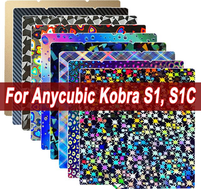 Anycubic Doppelseitige Federstahlplatte mit PEO PET PEY PEI Folie für Kobra X, S1 und S1C, Multicolor - Bild 1