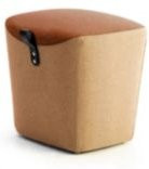 Leyform Hocker aus Wollmischgewebe und Holz mit schwarzem Ledergriff, Dunkelorange/Hellorange, B: 52 cm, T: 44 cm, H: 51,5 cm - Bild 1