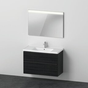Duravit D-Neo Möbel-Set mit Waschtisch-Unterbau und Universal Licht Spiegel in Eiche schwarz, B: 100,5 cm, H: 48,0 cm, T: 62,5 cm - Bild 1
