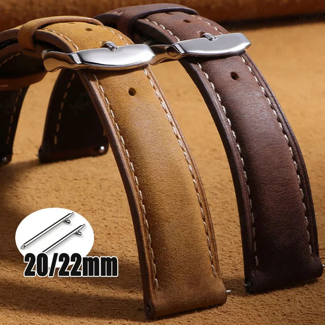 HQstrap Uhrenarmband Leder, braun, 20 mm, 22 mm, Unisex - Bild 1