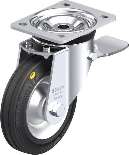Blickle Lenkrolle LK-RD 162R-ST mit Feststeller in Schwarz und Silber, Rad-Durchmesser: 160 mm, Tragfähigkeit: 225 kg - Bild 1