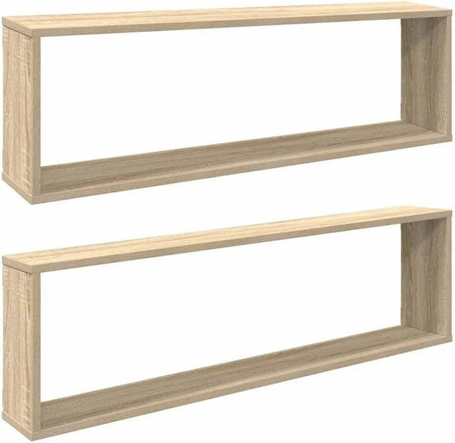 vidaXL Würfelregale 2er Set Sonoma-Eiche, Wandregale aus Holzwerkstoff, B: 100 cm, T: 15 cm, H: 30 cm - Bild 1