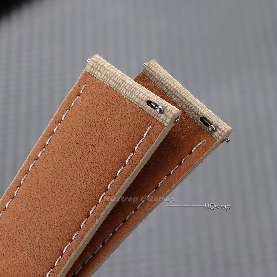 HQstrap Uhrenarmband Leder, Karomuster, Schwarz, Beige, Grau, Unisex - Bild 6