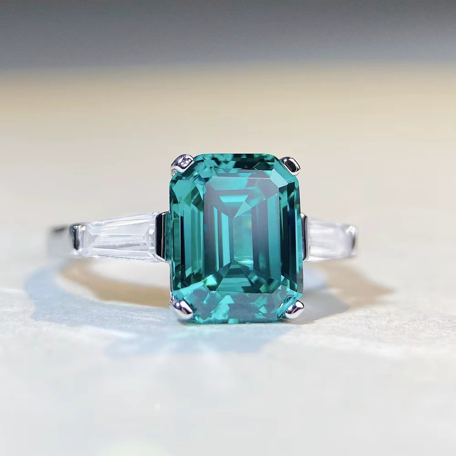YANZE Ring 925 Silber, Smaragd, Damen - Bild 3