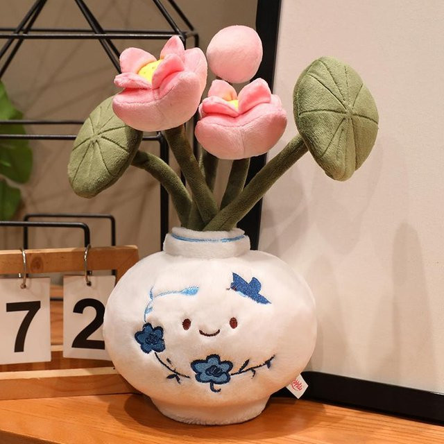 Yiran toy Kawaii Lotusblume im Topf, Plüschpuppe, 20cm, rosa - Bild 1