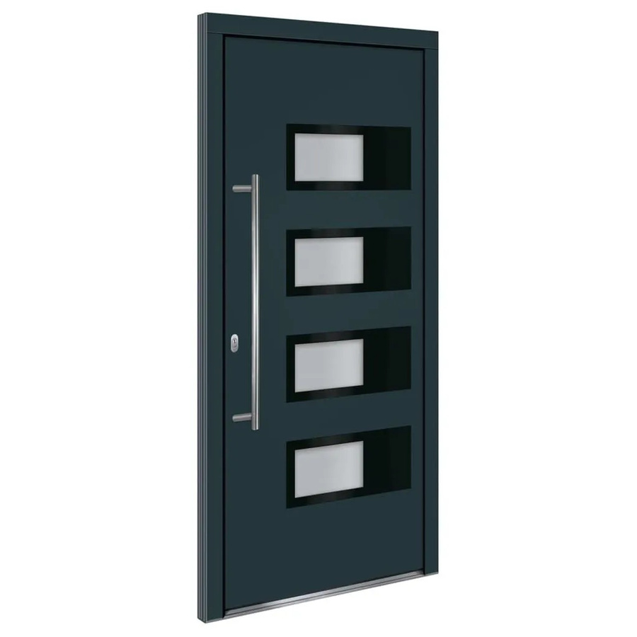 vidaXL Haustür in Anthrazit mit Glaseinsatz aus Aluminium und Kunststoff, B: 100 cm, H: 210 cm - Bild 2