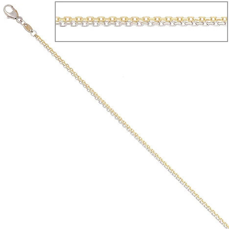 Colfem Ankerkette 2-reihig, 585 Gelbgold, Weißgold, 45 cm, Unisex - Bild 1