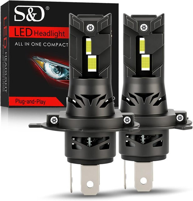 2 Stück Mini Turbo LED Scheinwerferlampen für Auto und Motorrad, 30000LM, 6500K Weiß, Plug&Play H4/9003/HB2 Hi/Lo - Bild 1