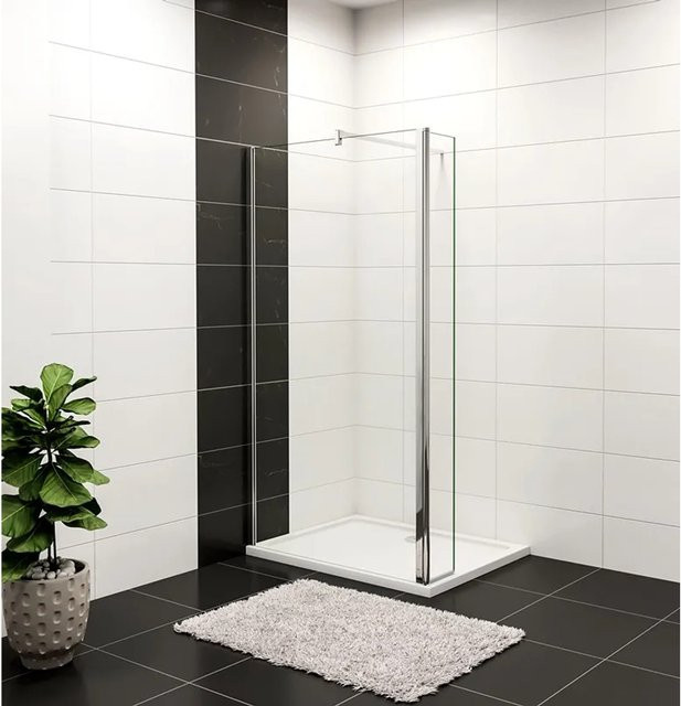 Duschparadies Walk In Duschwand aus Klarglas mit 40cm Flipper, Breite: 50 cm, Höhe: 200 cm, 8mm Nano Glas, Farbe: Transparent/Silber - Bild 1