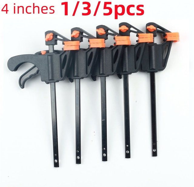 SLADE 5er Set Holzbearbeitungs-Klemmleisten mit Hartgriff in Schwarz, 4 Zoll Schnelleinschub-Ratsche für Tischler und DIY-Projekte - Bild 1