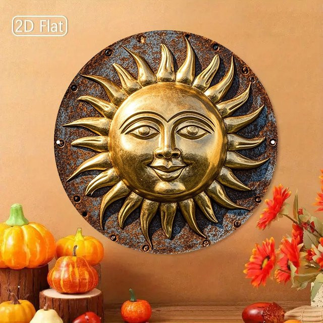 JIT Wandkunst Dekoration Bronze Griechisches Schlüsselmuster Sonnen-Medaillon aus Metall, Durchmesser: 20,32 cm - Bild 1