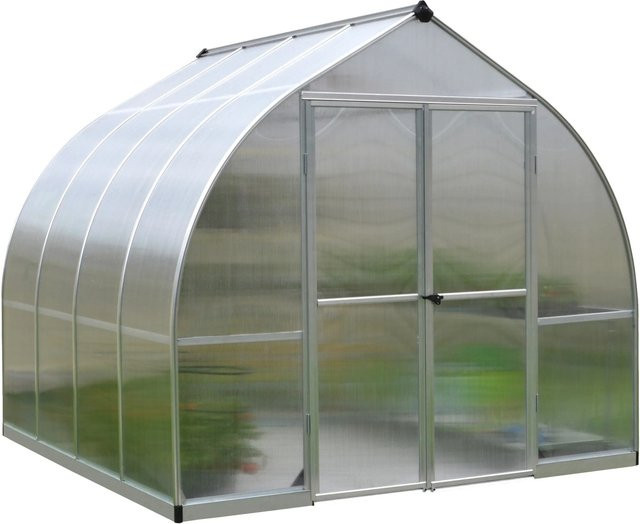Palram - Canopia Bella Gewächshaus in Silber mit Polycarbonat-Stegplatten und Doppelflügeltür, B/T/H: 240 x 240 x 180 cm - Bild 1