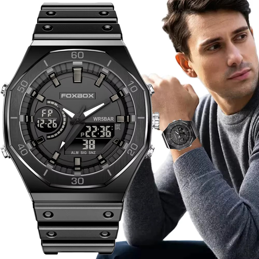 FOXBOX Armbanduhr, Chronograph, Analog-Digital, Schwarz, Herren - Bild 4