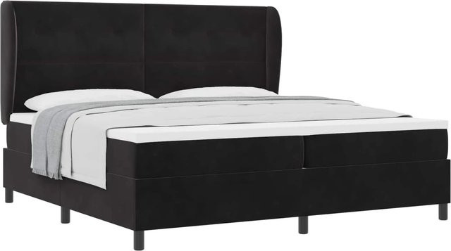 vidaXL Boxspringbett mit Matratze Schwarz B/T/H: 200 x 200 x 280 cm mit Taschenfederkern - Bild 1